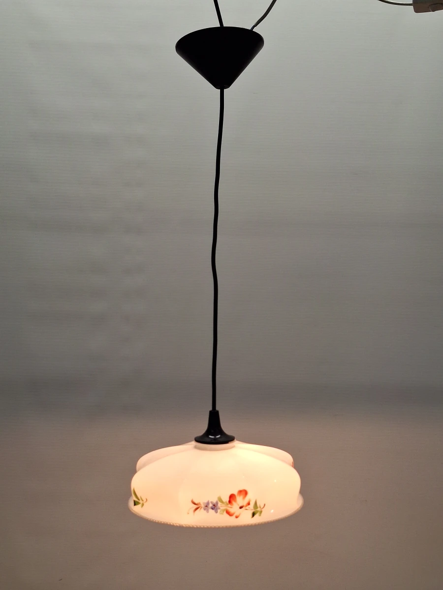 Vintage plafondlamp met 2 extra glazen lampenkappen - foto 3