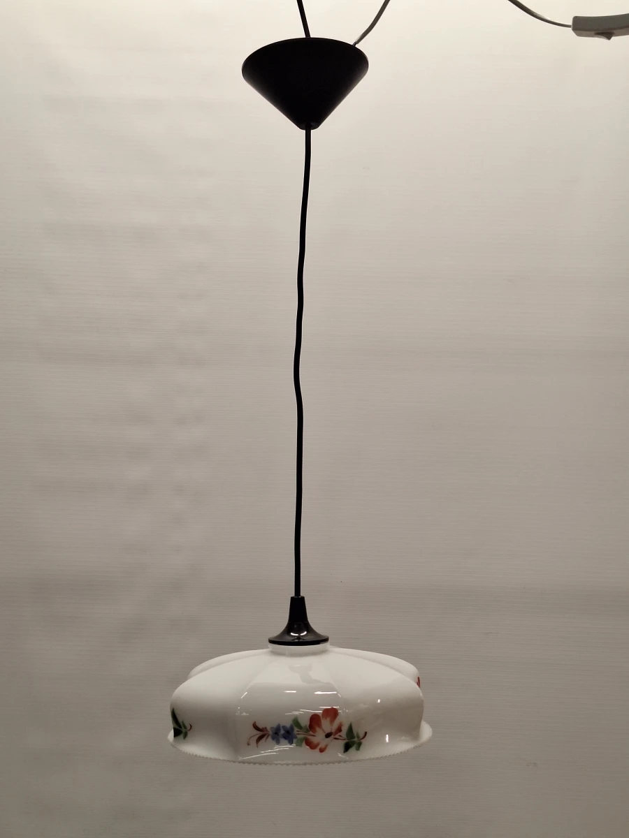 Vintage plafondlamp met 2 extra glazen lampenkappen - foto 10