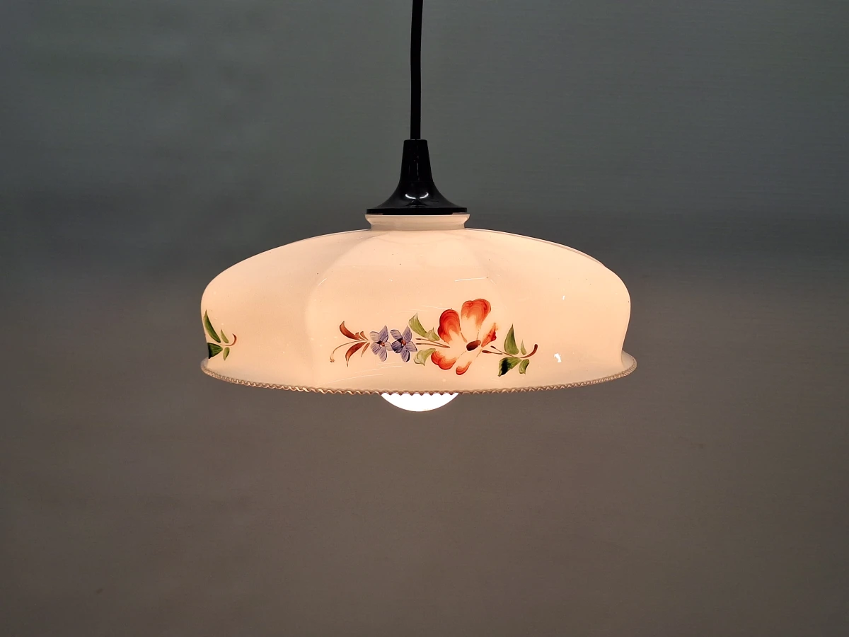 Vintage plafondlamp met 2 extra glazen lampenkappen - foto 4