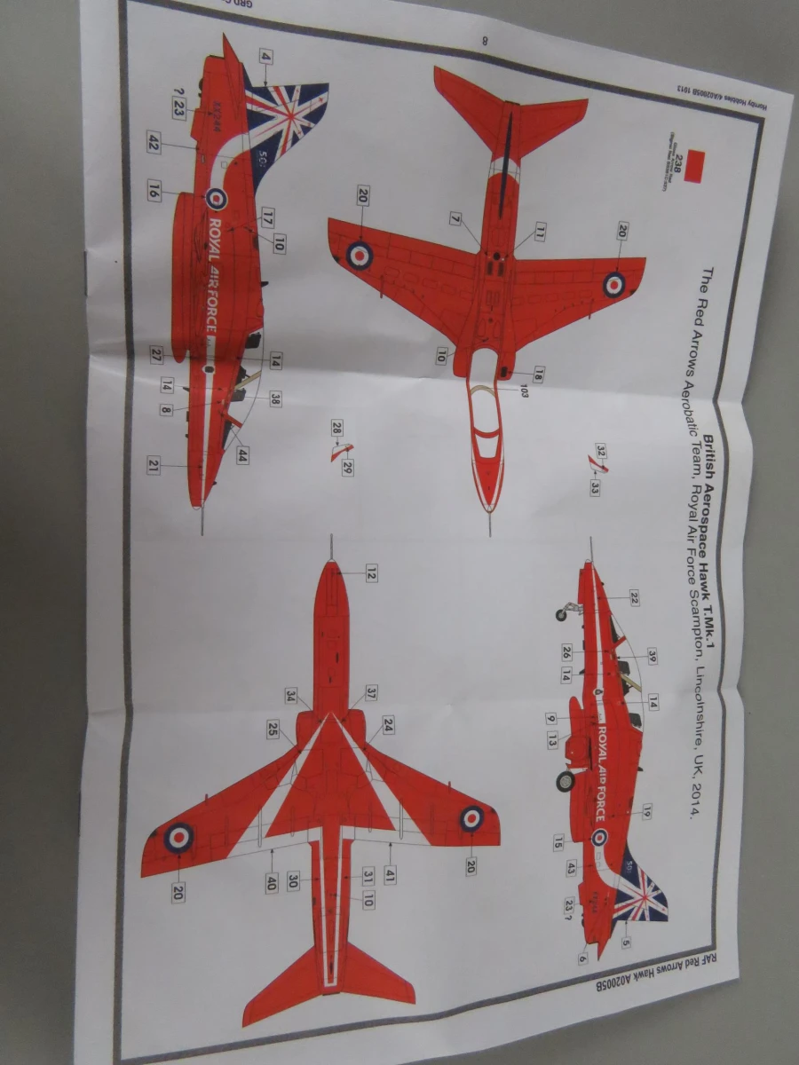 Airfix modelbouw RAF Red Arrows Hawk