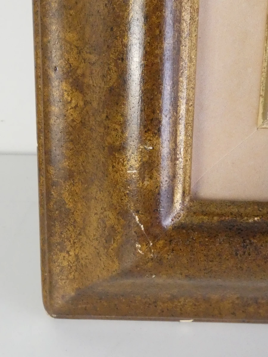 Schilderij zeeslag met houten lijst