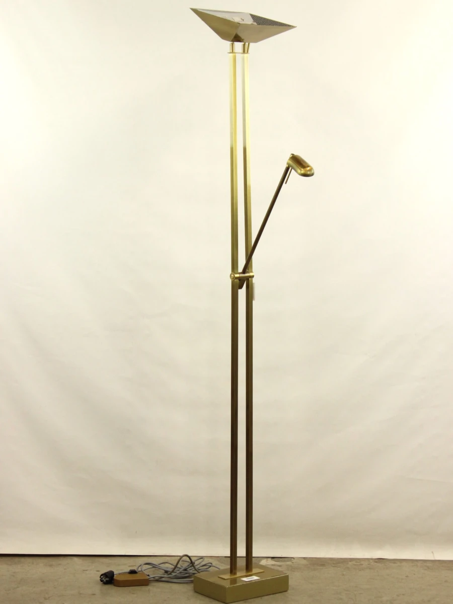 Deknudt Vintage Hollywood Regency uplighter met extra leeslampje en dimmer   jaren 80