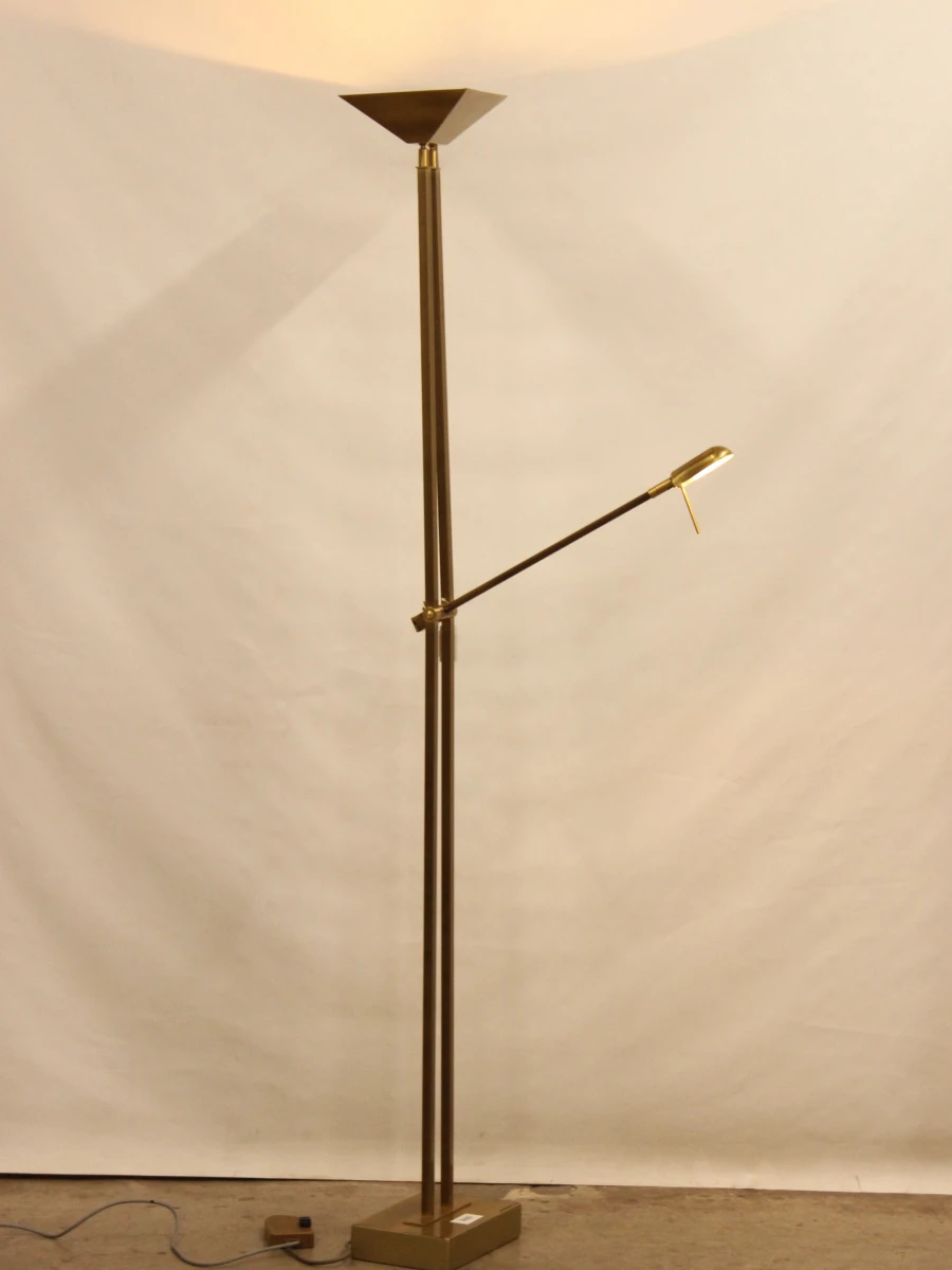 Deknudt Vintage Hollywood Regency uplighter met extra leeslampje en dimmer   jaren 80