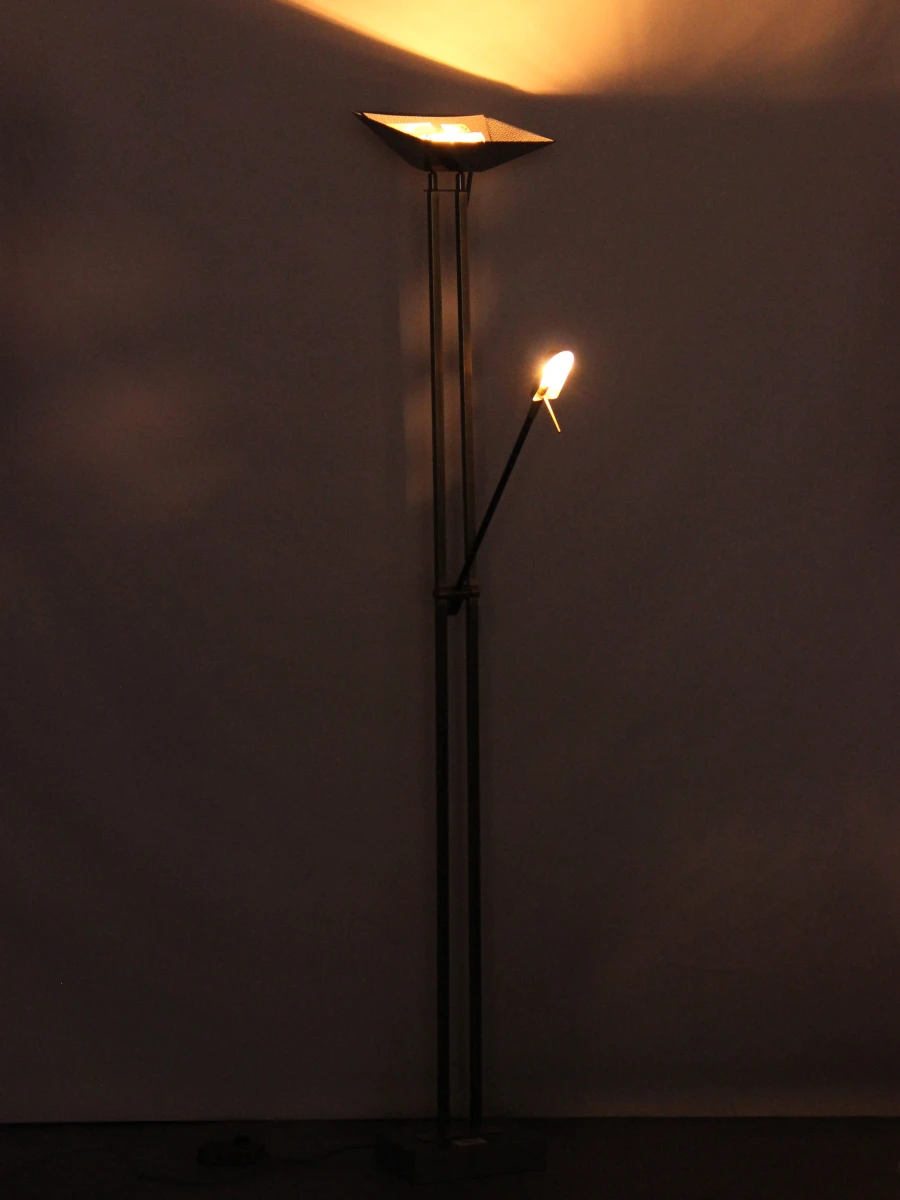 Deknudt Vintage Hollywood Regency uplighter met extra leeslampje en dimmer   jaren 80