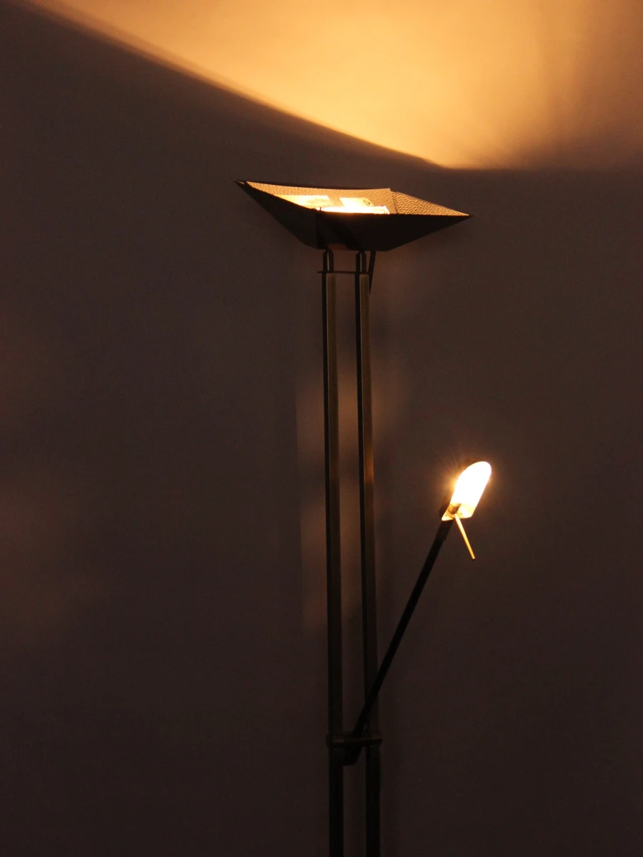 Deknudt Vintage Hollywood Regency uplighter met extra leeslampje en dimmer   jaren 80