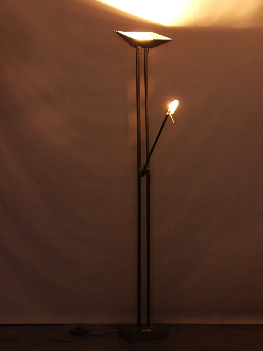 Deknudt Vintage Hollywood Regency uplighter met extra leeslampje en dimmer   jaren 80