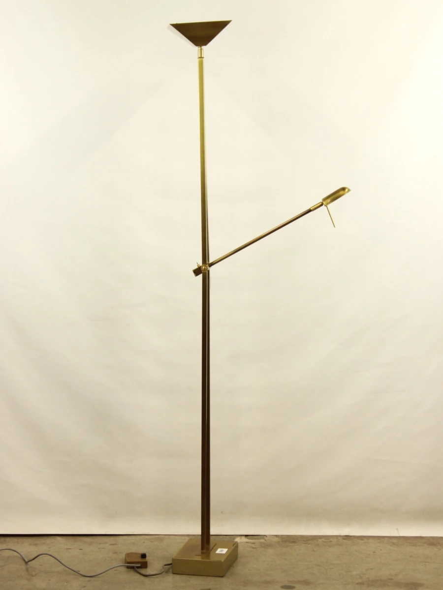 Deknudt Vintage Hollywood Regency uplighter met extra leeslampje en dimmer   jaren 80