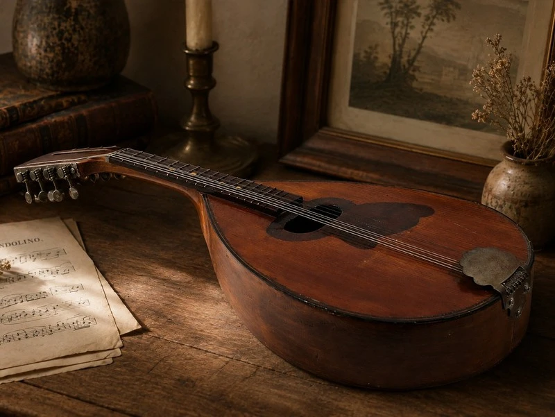 Vintage Mandoline, Napolitaans model, ca. 1900–1950