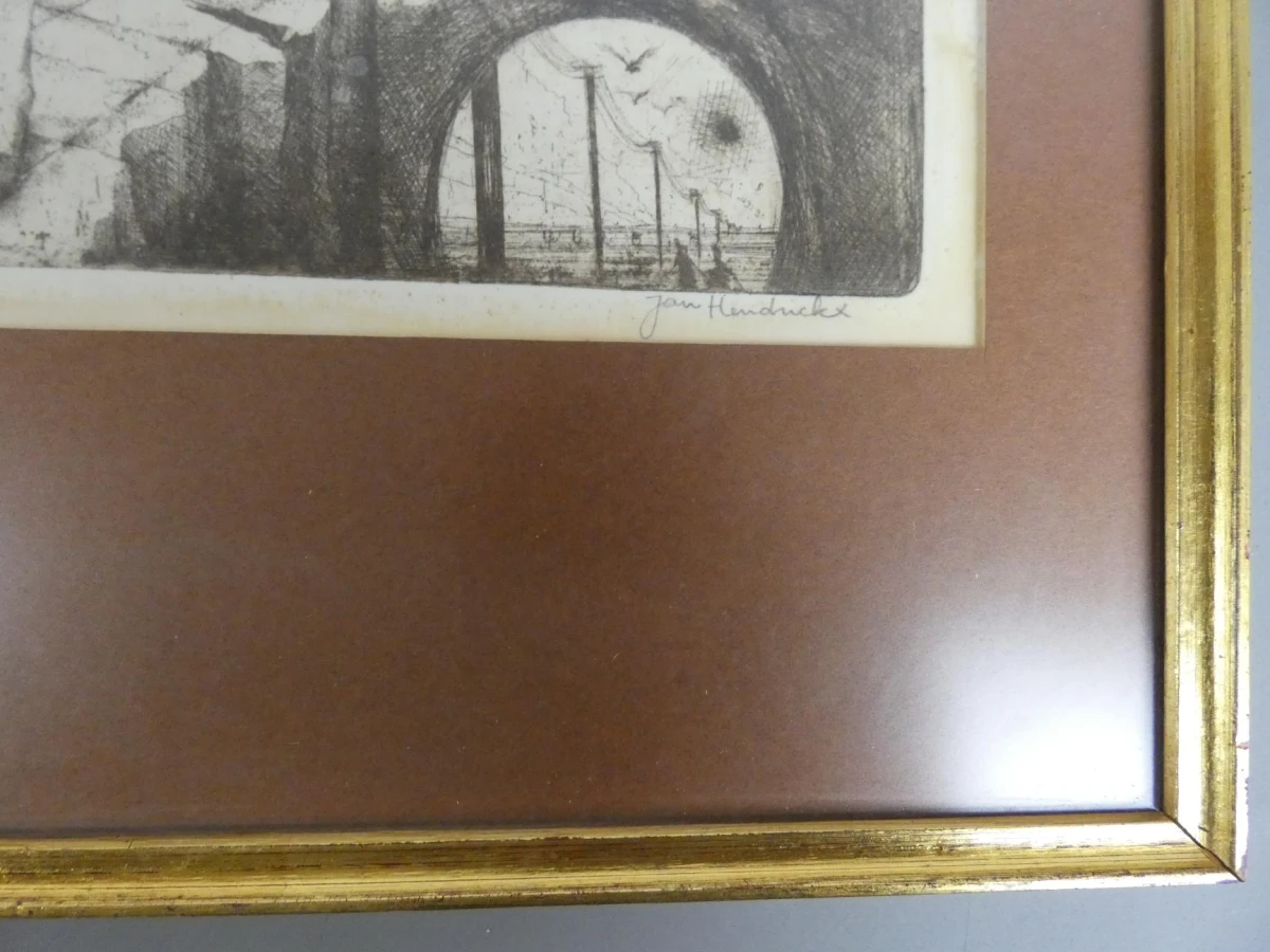 Originele ets: 'De Brug' van Jan Hendrickx