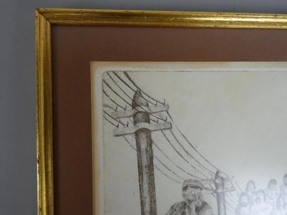 Originele ets: 'De Brug' van Jan Hendrickx