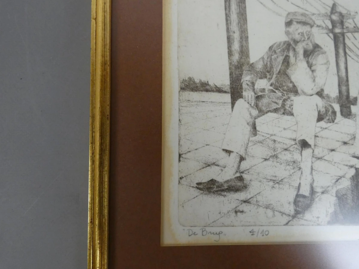 Originele ets: 'De Brug' van Jan Hendrickx