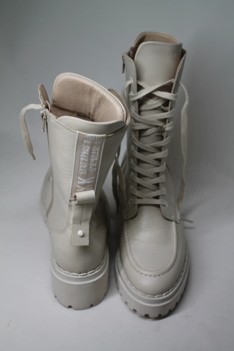 Beige leren veterboots maat 39 - Nubikk