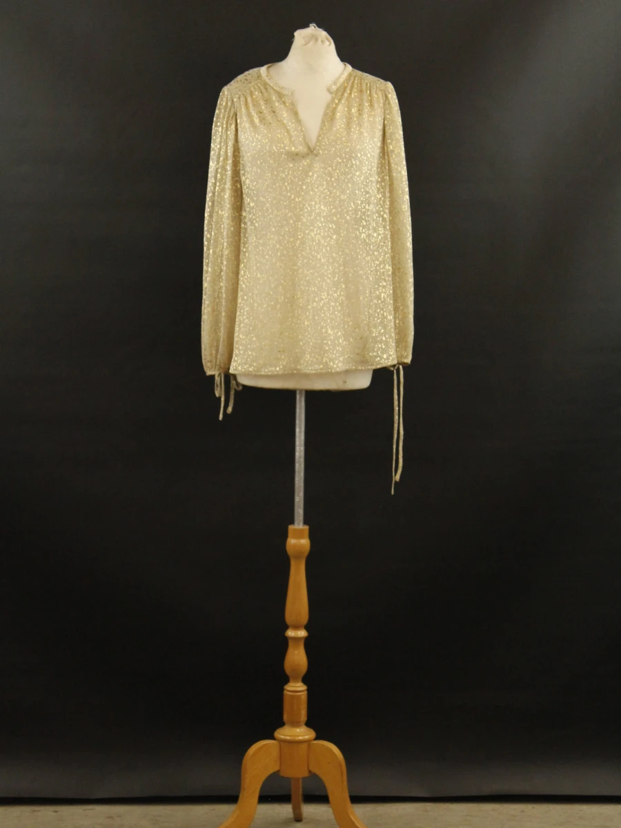 ba&sh – feestelijke goudkleurige blouse met metallic glans