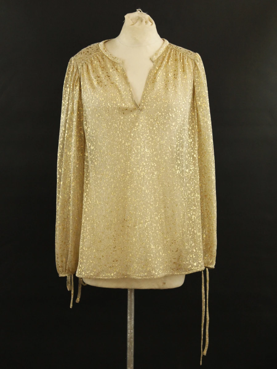 ba&sh – feestelijke goudkleurige blouse met metallic glans