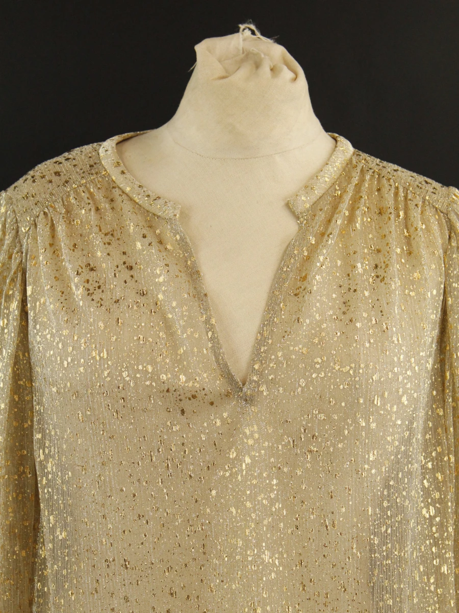 ba&sh – feestelijke goudkleurige blouse met metallic glans