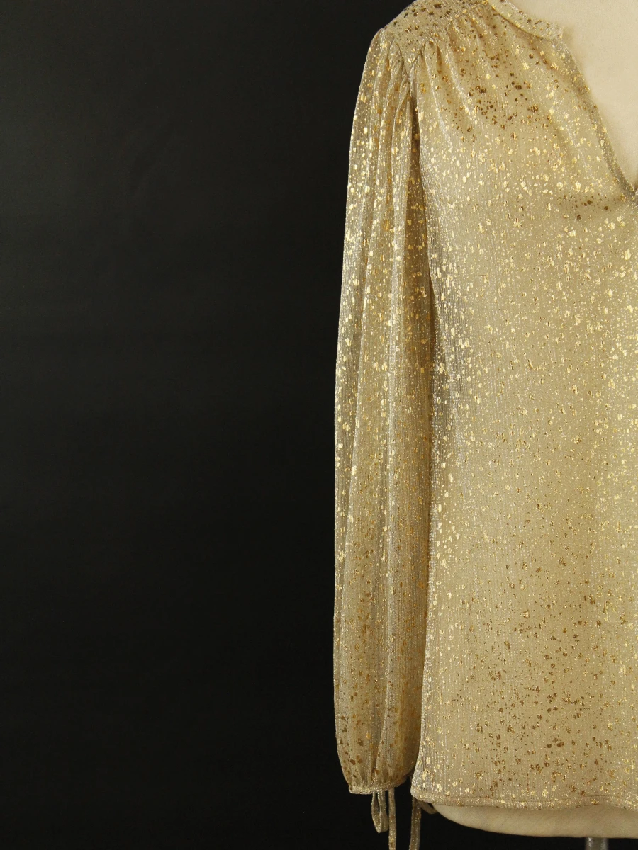 ba&sh – feestelijke goudkleurige blouse met metallic glans