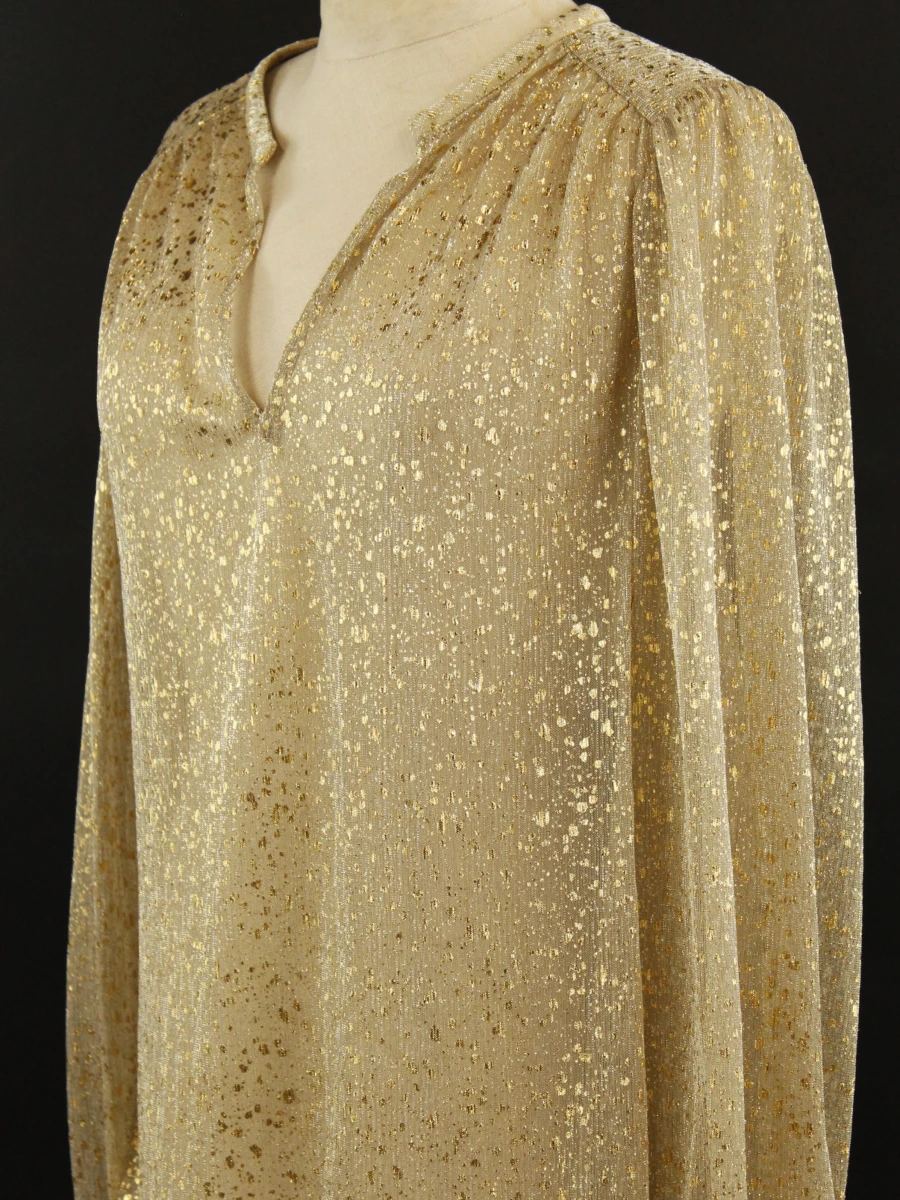 ba&sh – feestelijke goudkleurige blouse met metallic glans