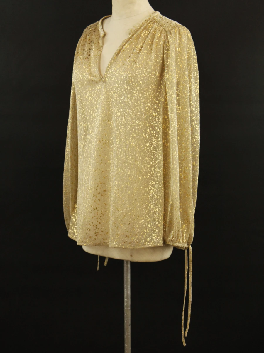 ba&sh – feestelijke goudkleurige blouse met metallic glans