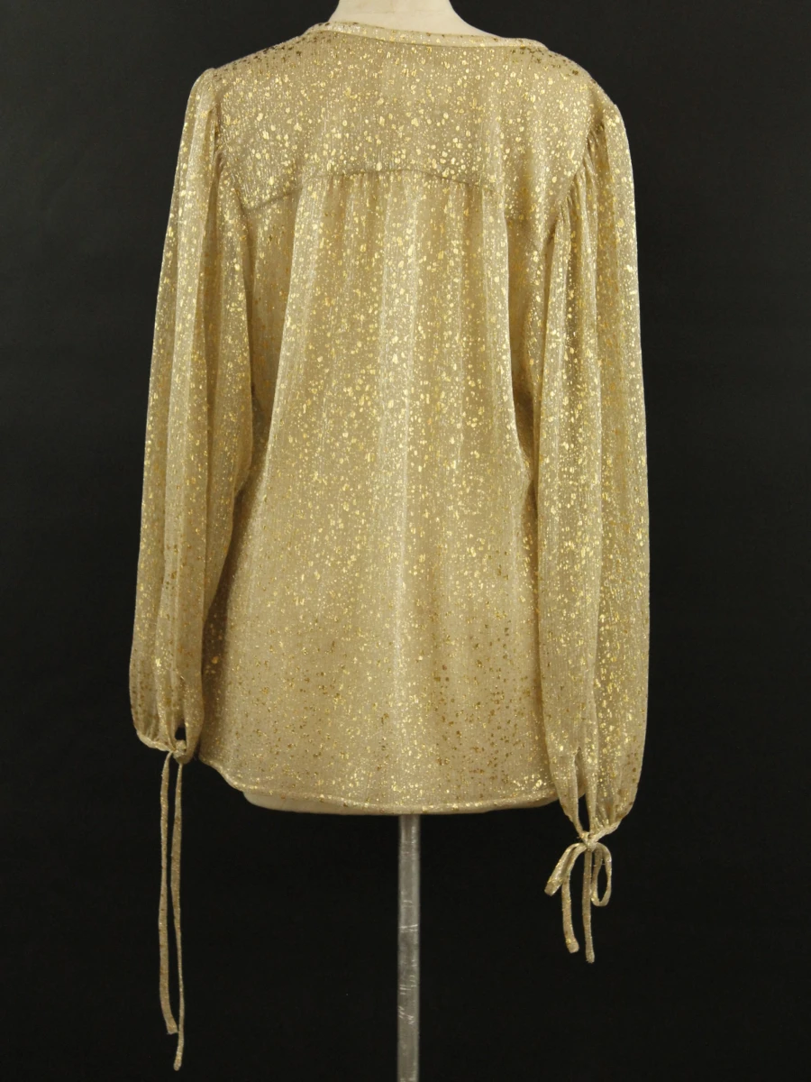 ba&sh – feestelijke goudkleurige blouse met metallic glans