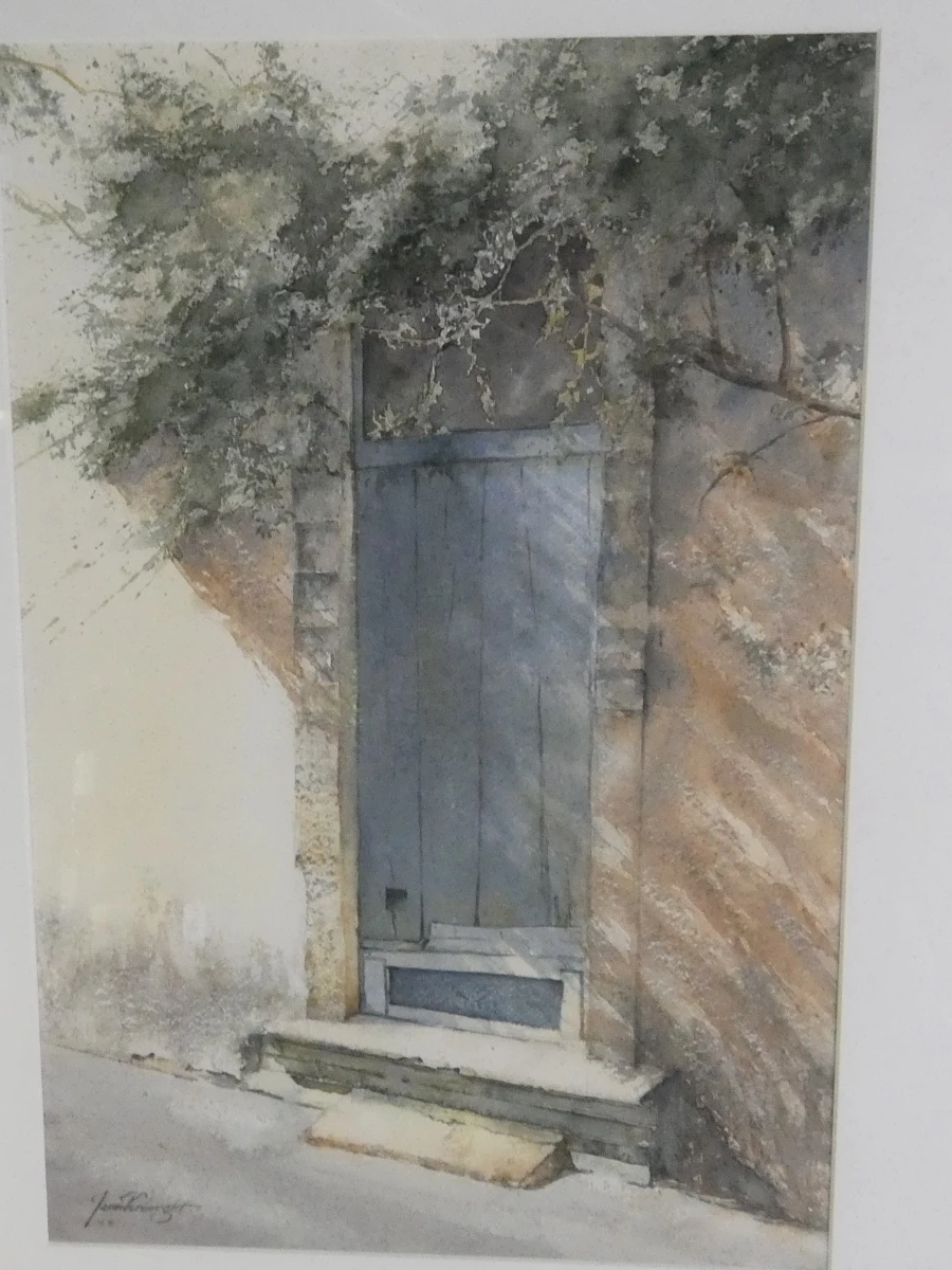 Aquarel- deur in een muur, met handtekening Jean Verberght