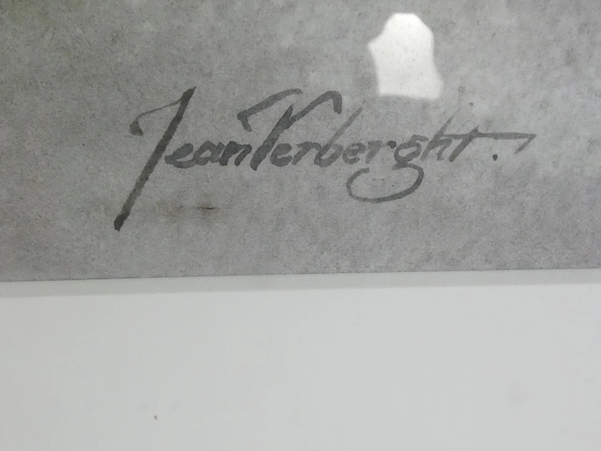 Aquarel- deur in een muur, met handtekening Jean Verberght