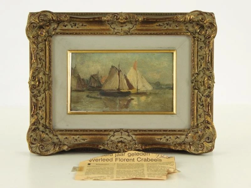 Maritiem tafereel met zeilboten - Florent Crabeels (1829–1896)