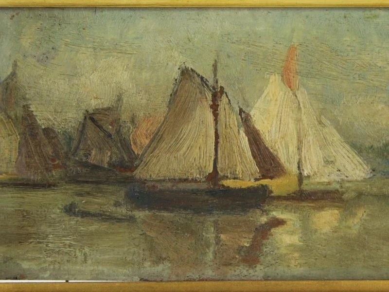 Maritiem tafereel met zeilboten - Florent Crabeels (1829–1896)