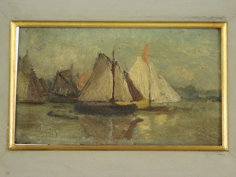 Maritiem tafereel met zeilboten - Florent Crabeels (1829–1896)