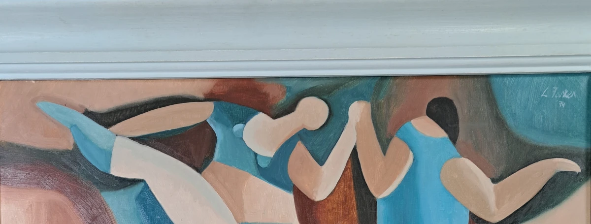Leopold Faster (1921–1992) – Abstracte figuratieve compositie – Olieverf op doek – 1974 - foto 3