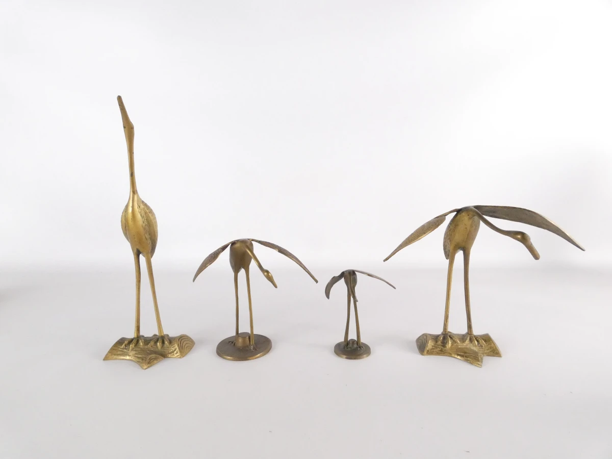 Set 4 messing kraanvogelbeeldjes