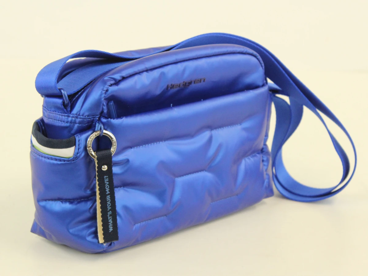Hedgren – opvallende kobaltblauwe gewatteerde schoudertas / crossbody met uitneembaar etui