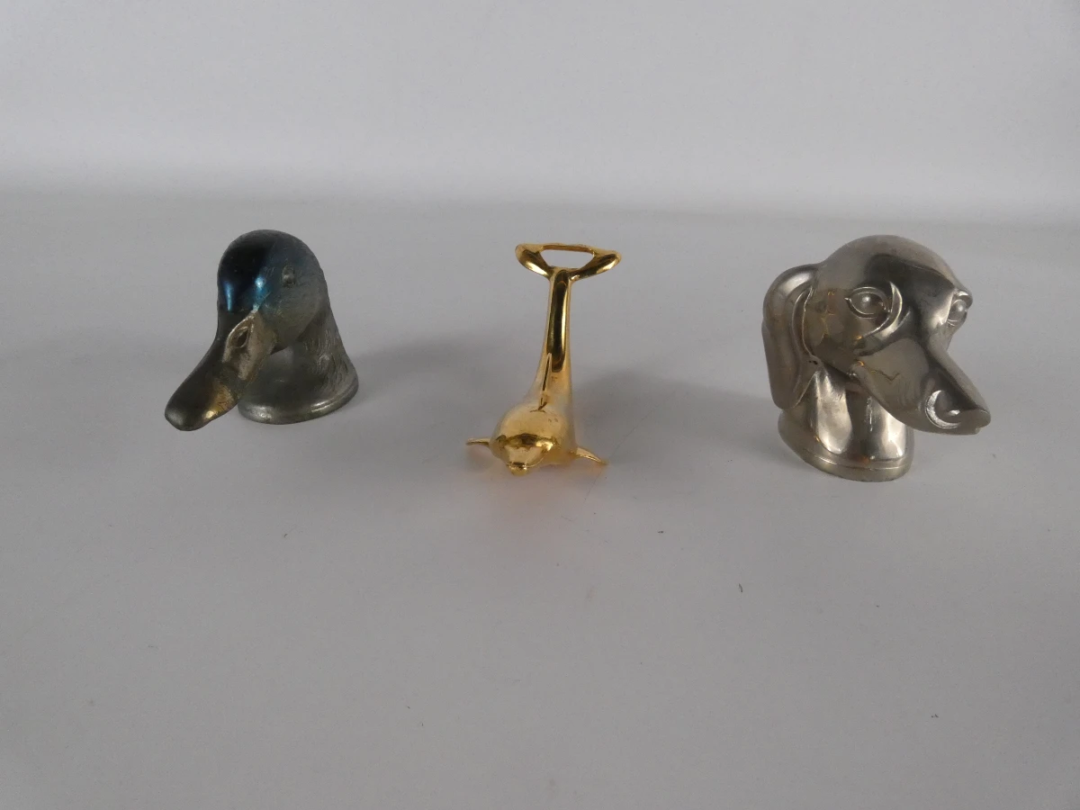 Set 3 vintage metalen flessenopeners in dierenvorm