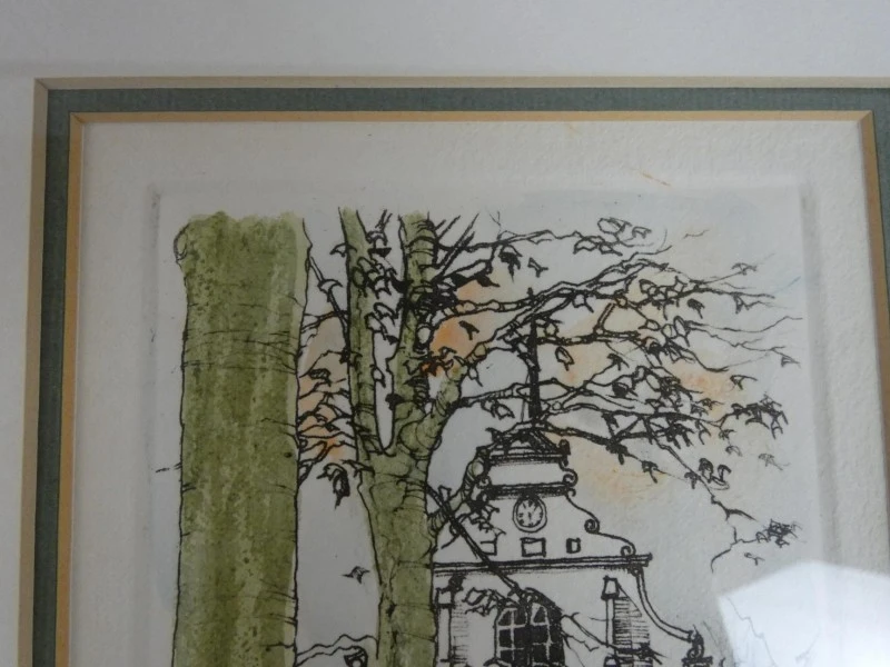 Handgekleurde Ets André Colpin "Turnhout Begijnhof" - Gesigneerd & Genummerd 39/150