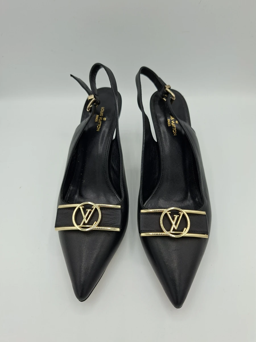 👠 Exclusieve Louis Vuitton 'Louise' Slingback Pumps – Zwart Leder (Maat 39) 👠 - foto 3