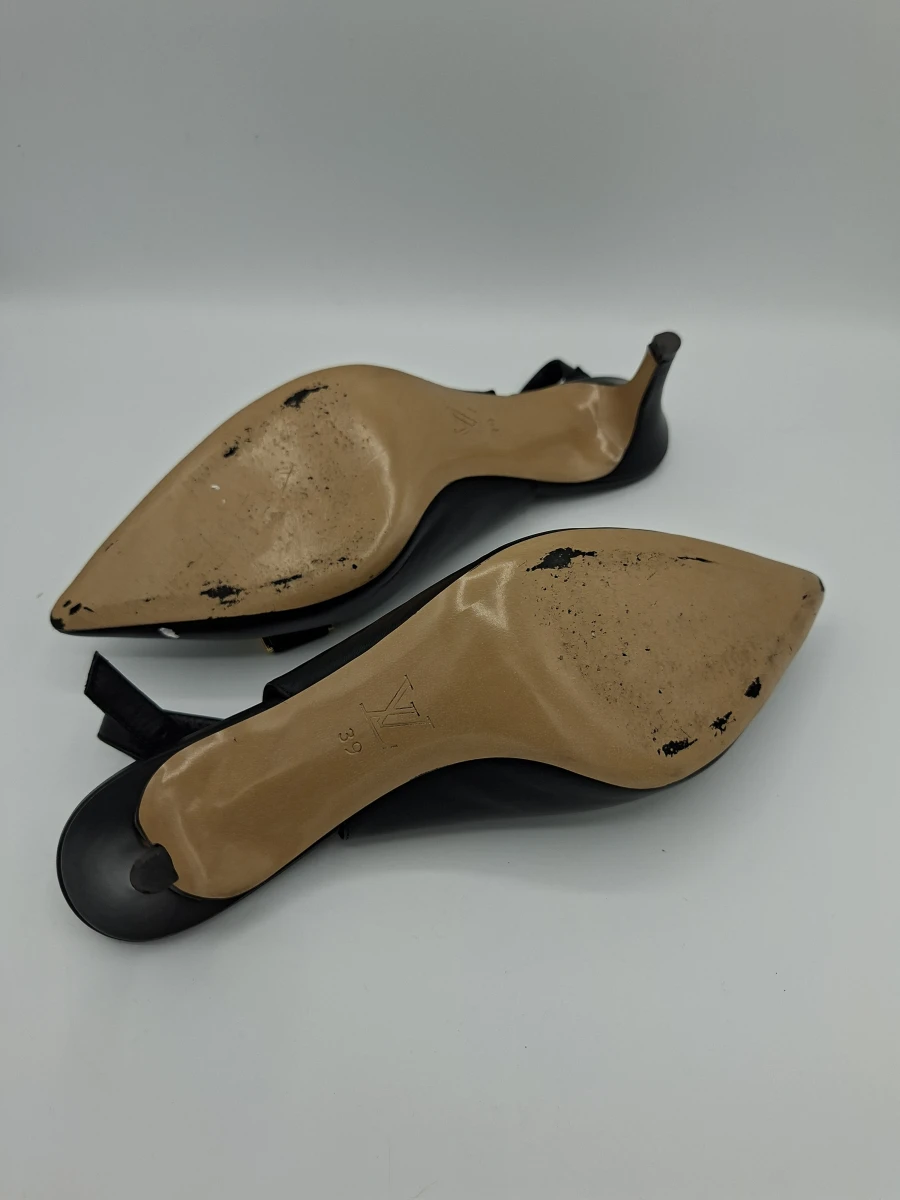 👠 Exclusieve Louis Vuitton 'Louise' Slingback Pumps – Zwart Leder (Maat 39) 👠 - foto 2