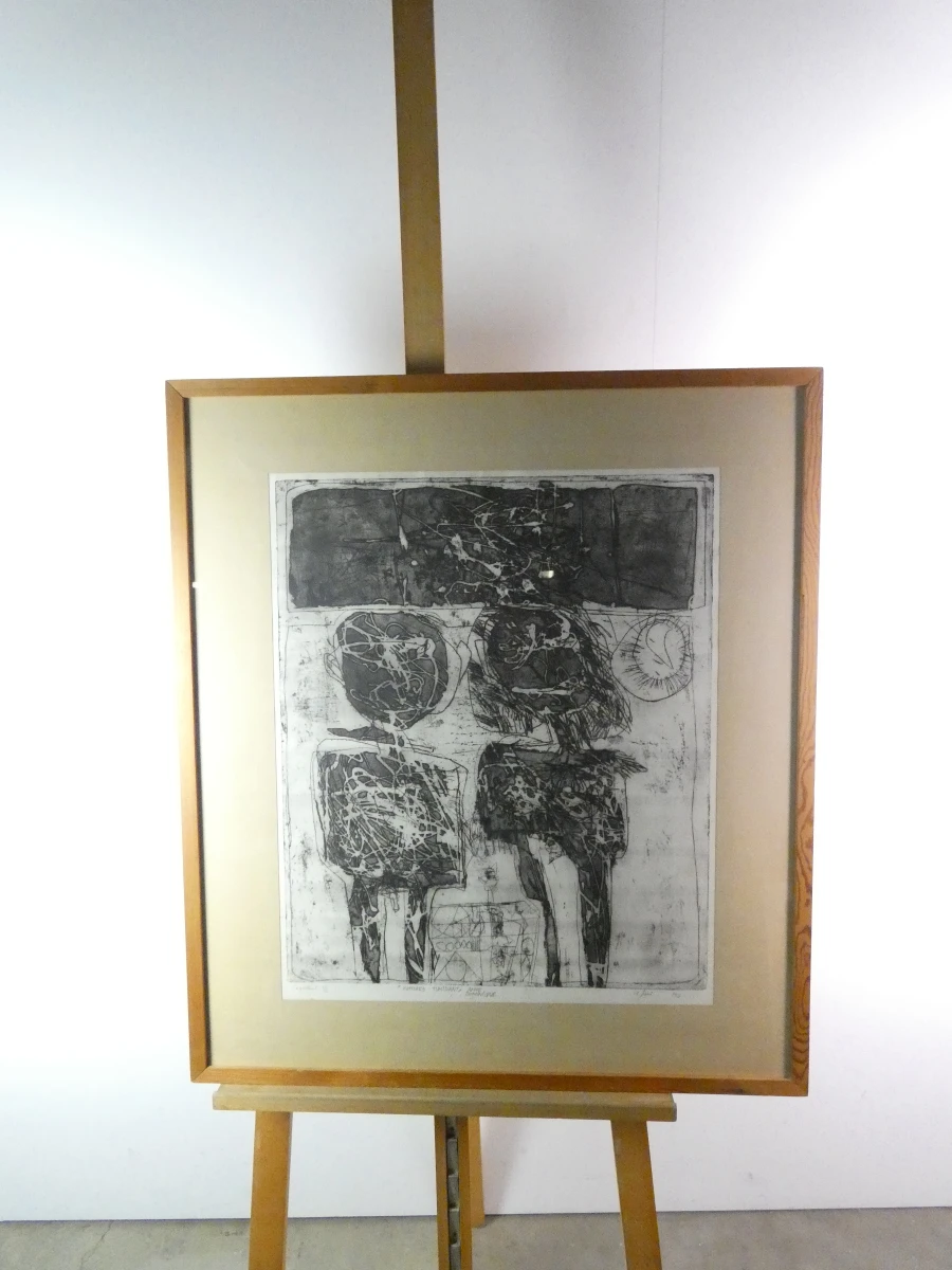 Gesigneerde litho 'Tumidantes' van Ampe Dominique in houten lijst