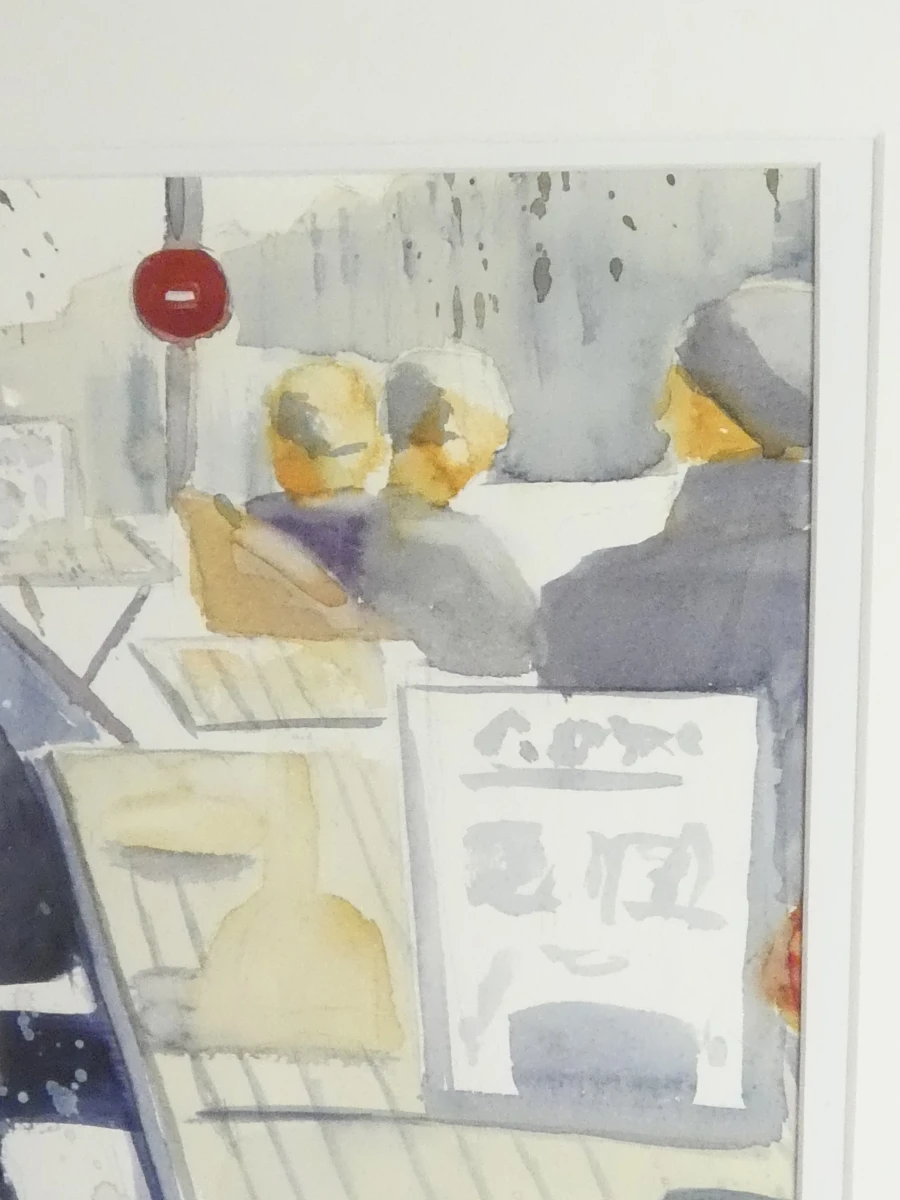 Ingelijste aquarel in goudkleurige lijst