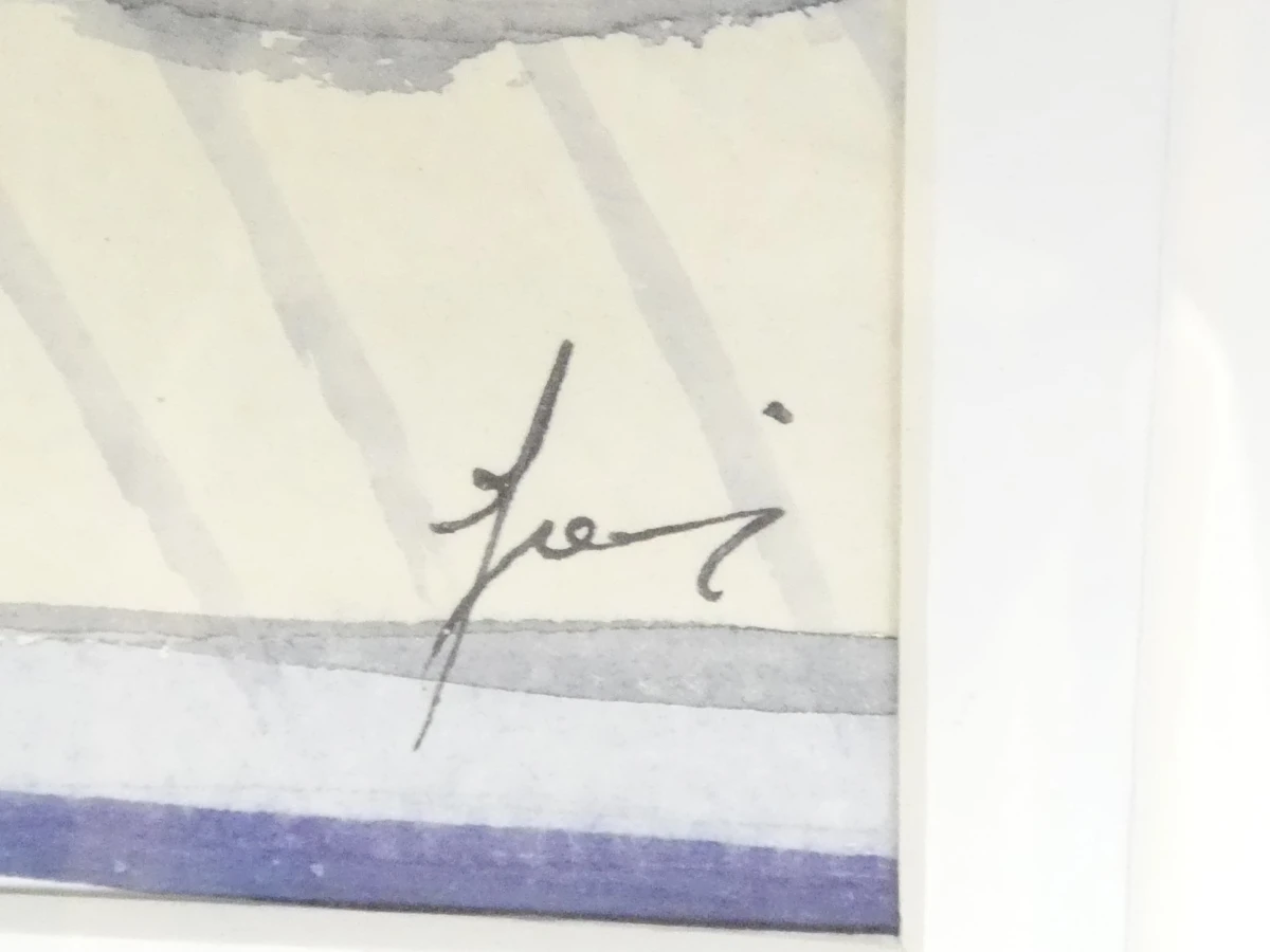 Ingelijste aquarel in goudkleurige lijst