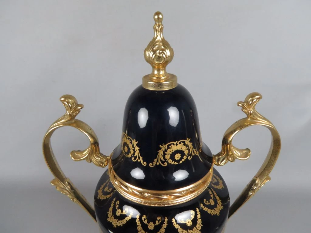 Decoratieve sierurn vaas met gouden accenten en schildering