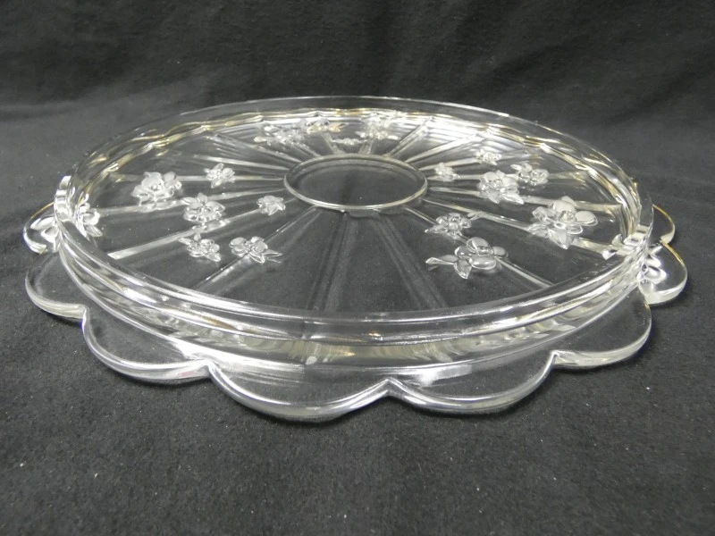 Vintage glazen taartschotel met bloemen - foto 6