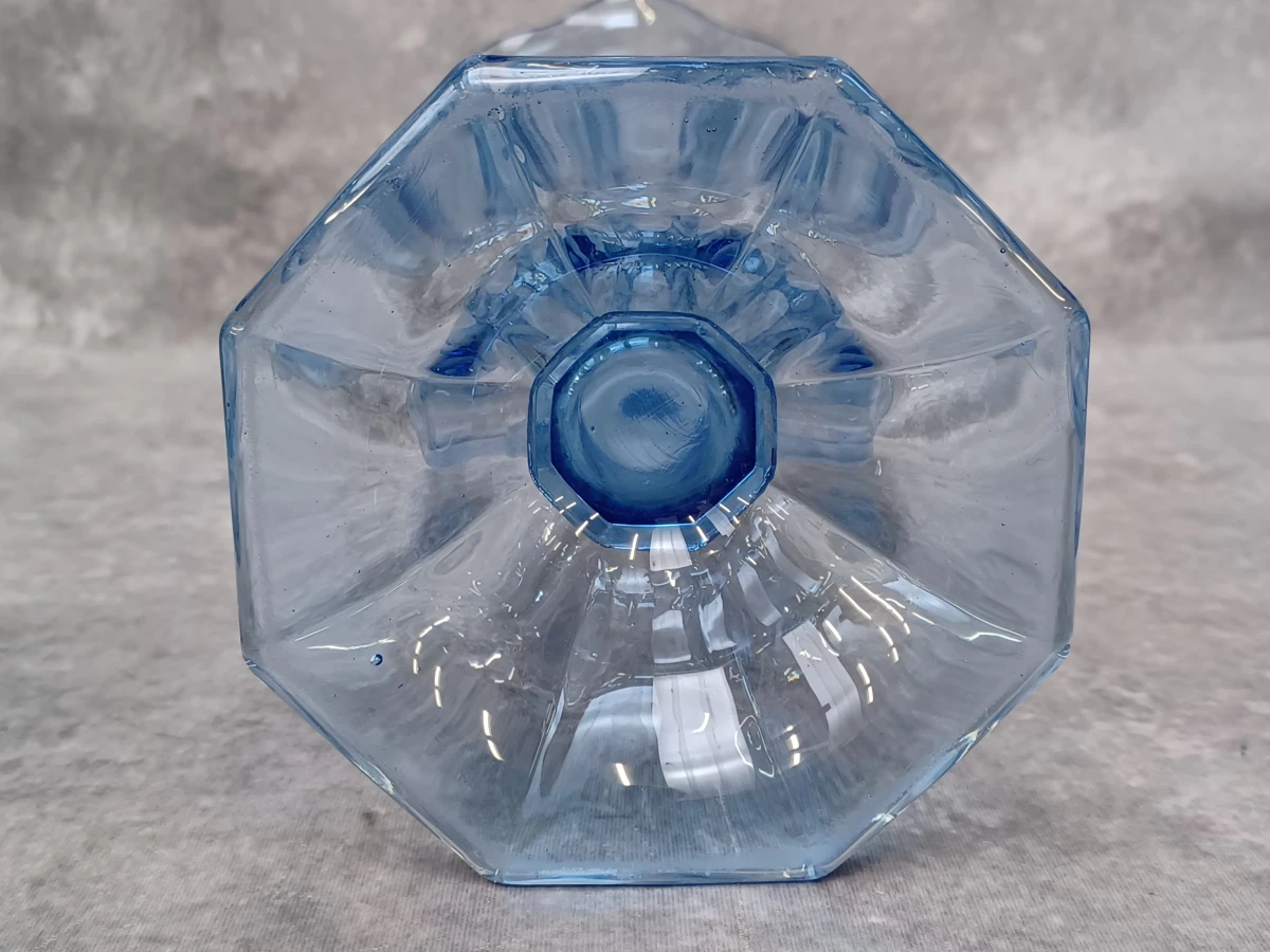 Twee Art Deco-objecten in blauw persglas - vaas en Lausitzer ‘Orion’-schaal - ca. 1930 - foto 5