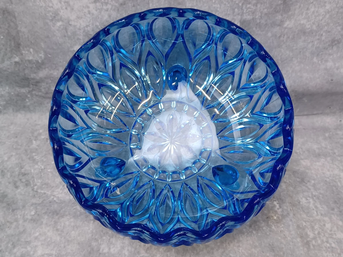Twee Art Deco-objecten in blauw persglas - vaas en Lausitzer ‘Orion’-schaal - ca. 1930 - foto 7