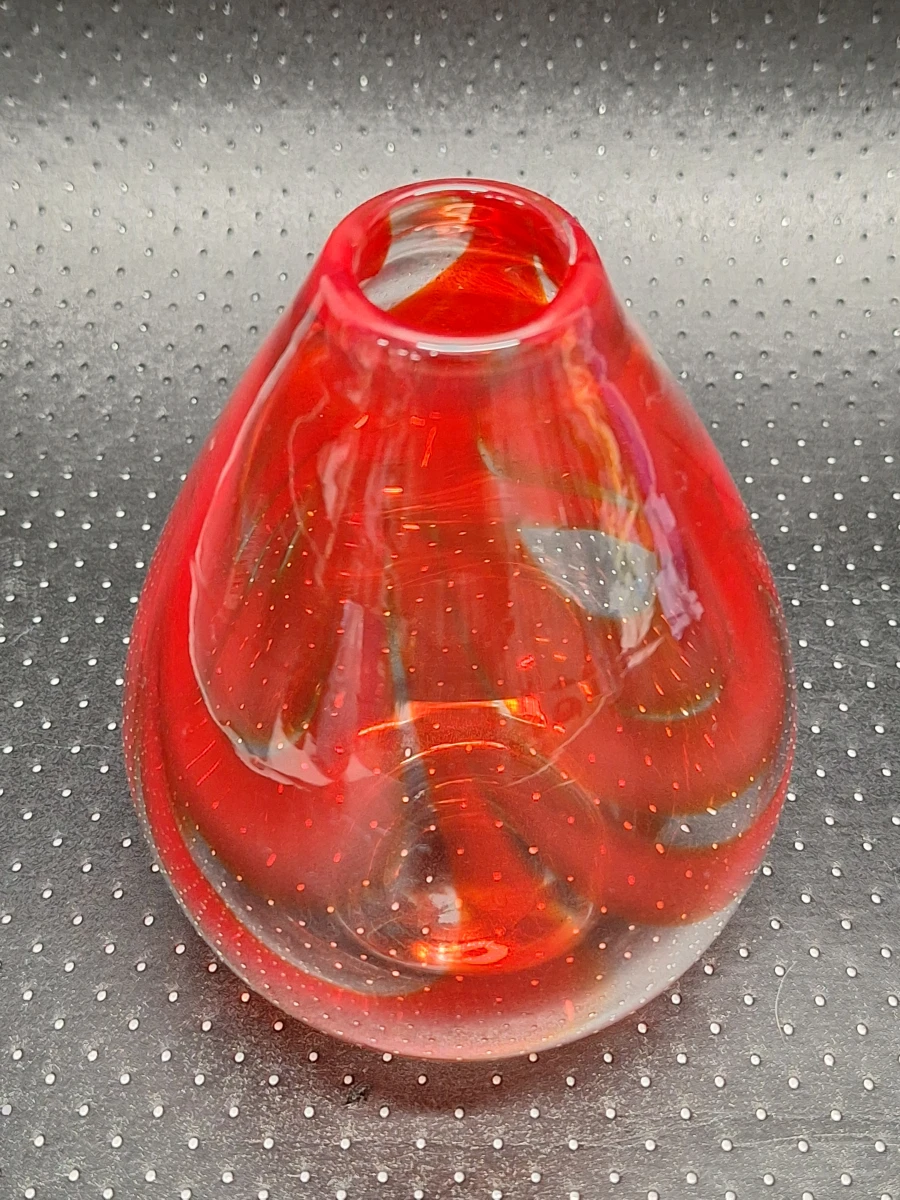 Set van twee kleine handgeblazen glazen bolvazen - foto 10