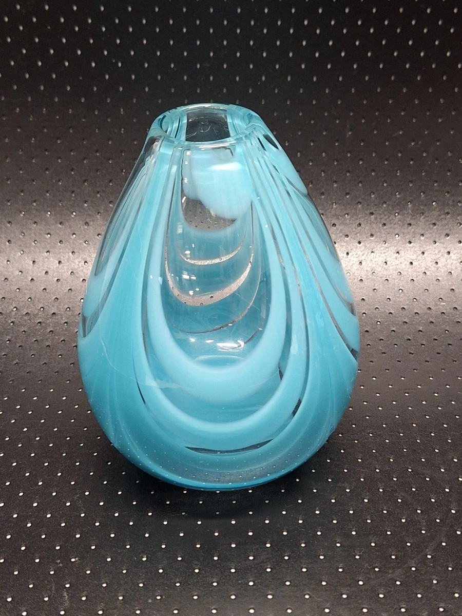 Set van twee kleine handgeblazen glazen bolvazen - foto 3