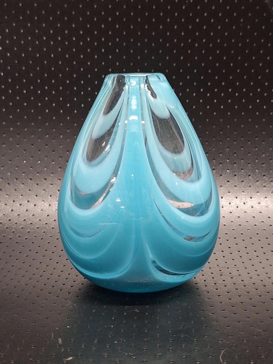 Set van twee kleine handgeblazen glazen bolvazen - foto 5