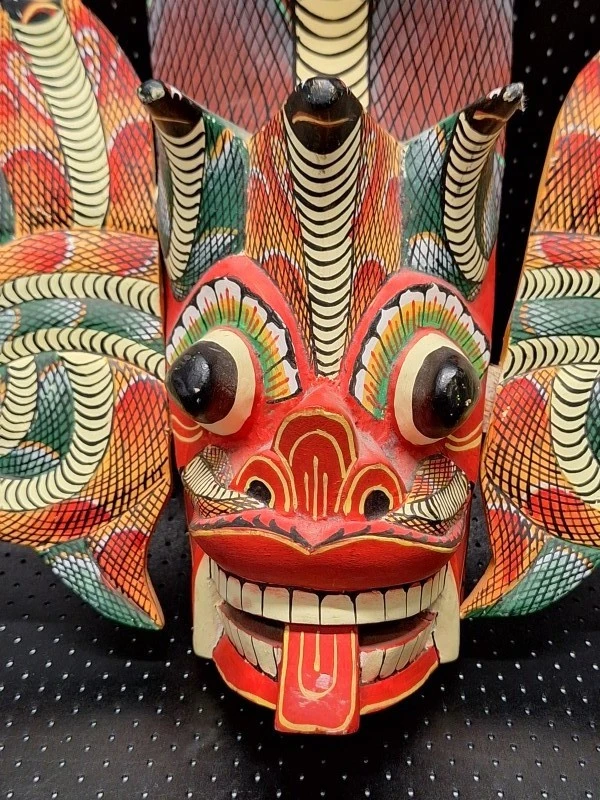 Set van 3 wereldse maskers - Afrikaans & Sri Lankaans handgesneden - foto 4