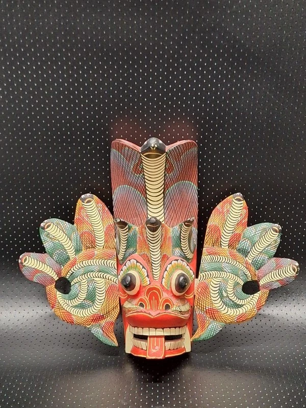 Set van 3 wereldse maskers - Afrikaans & Sri Lankaans handgesneden - foto 3