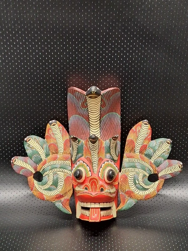 Set van 3 wereldse maskers - Afrikaans & Sri Lankaans handgesneden - foto 2