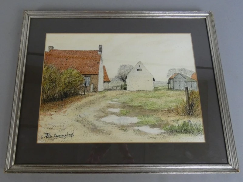 Ingekaderde Aquarel - Leo Van Cauwenbergh