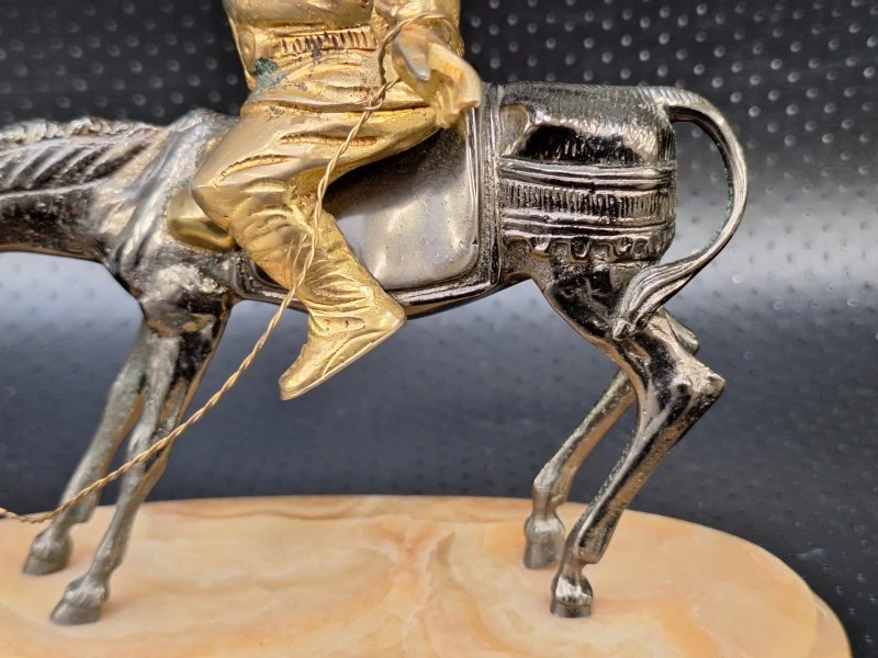 Vintage beeld Sancho Panza op ezel - Don Quichot - metaal op marmeren/onyx voet - foto 7